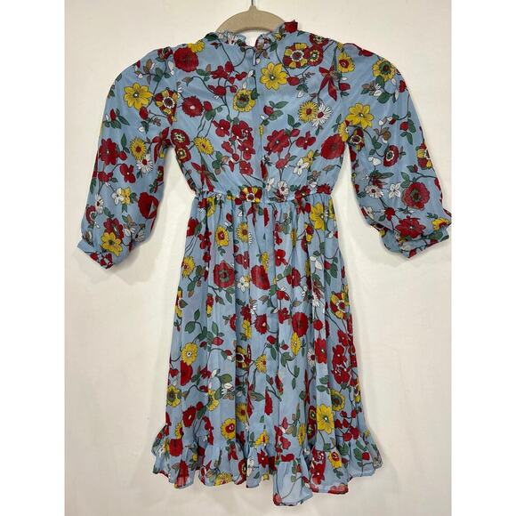 Girls Boho Cottagecore High neck Long Sleeve Midi Spring Dress 6/7 - Picture 3 of 8